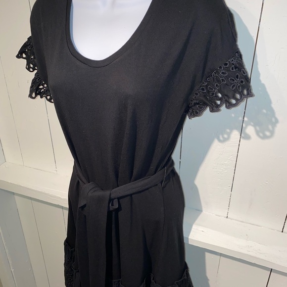 Rachel Parcell Black Eyelet Ruffle Dress Teared Layer Women’s XS - Picture 8 of 12